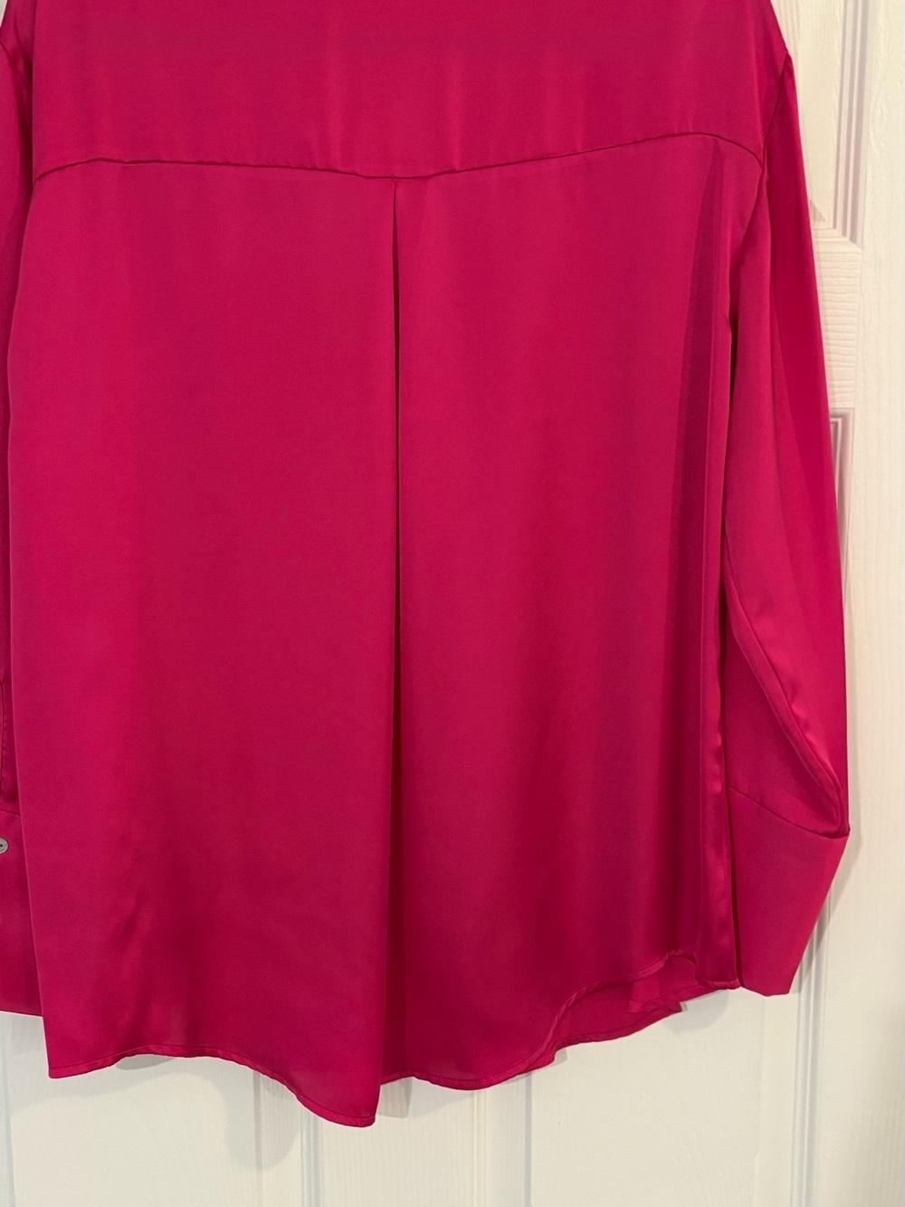 Zara Satin Button-Down Shirt - Hot Pink - Picture 4 of 9